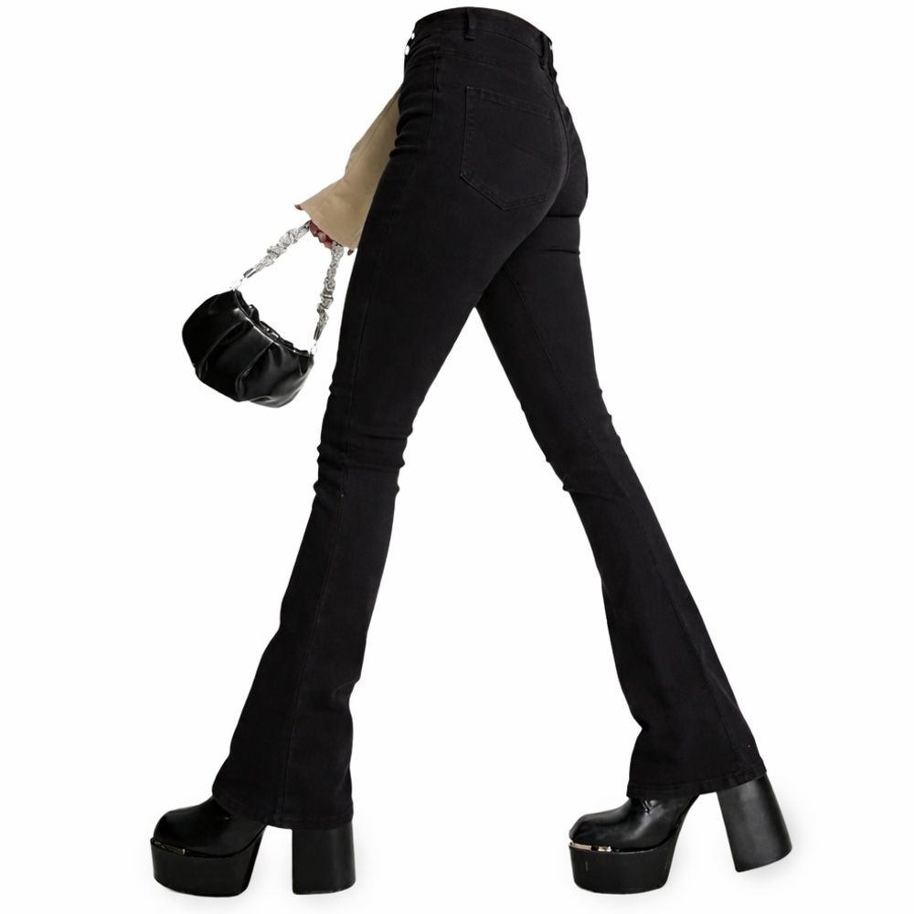 ASOS High Rise Black Grey Flare Leg / Boot Cut Jeans size women’s 28 / 6